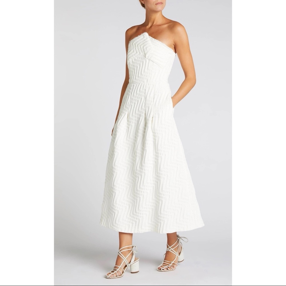 NWT ROLAND MOURET Saranda Strapless Jacquard Dress